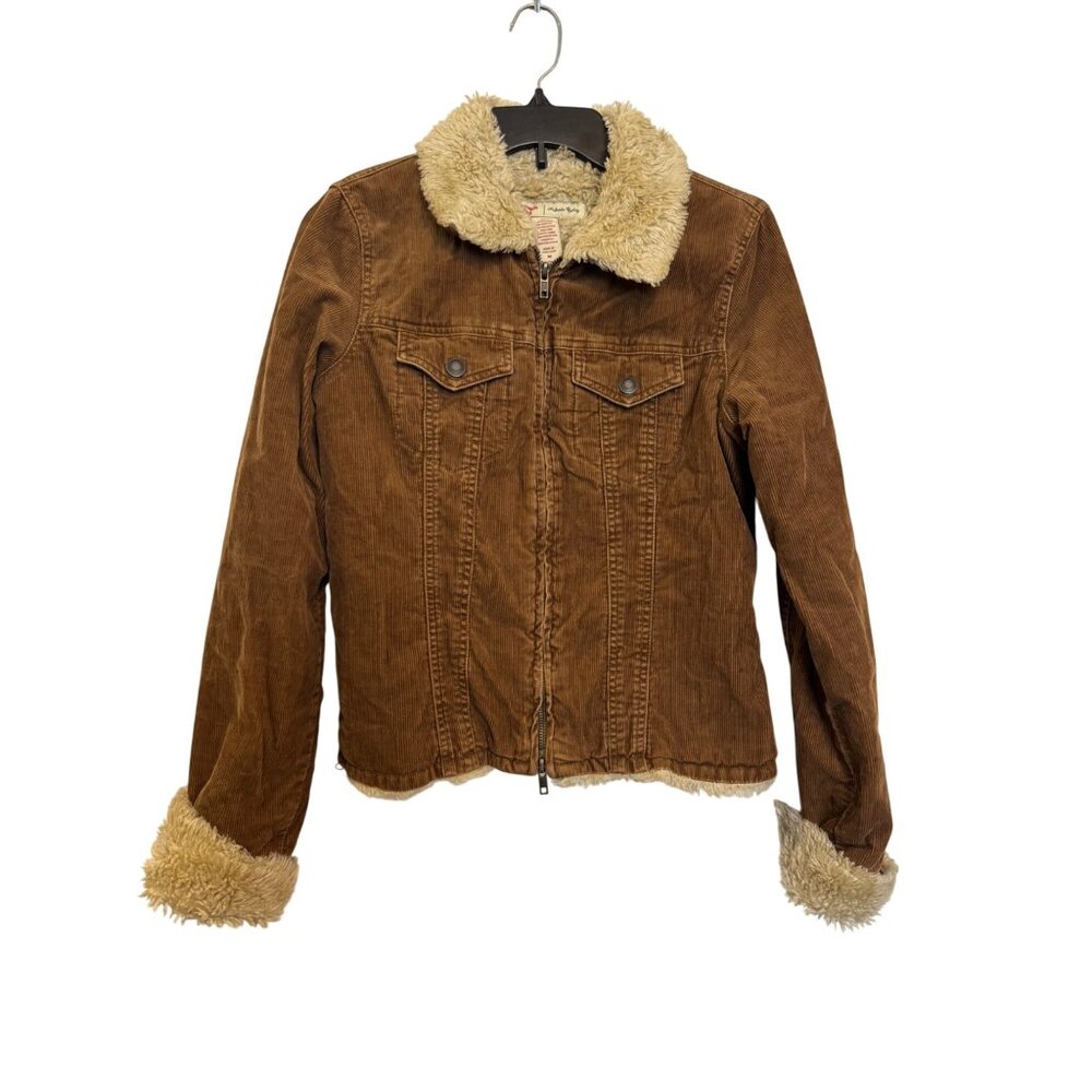 Vintage Y2K Abercrombie & Fitch Faux Sherpa Lined Corduroy Jacket Womens Medium - Picture 1 of 6